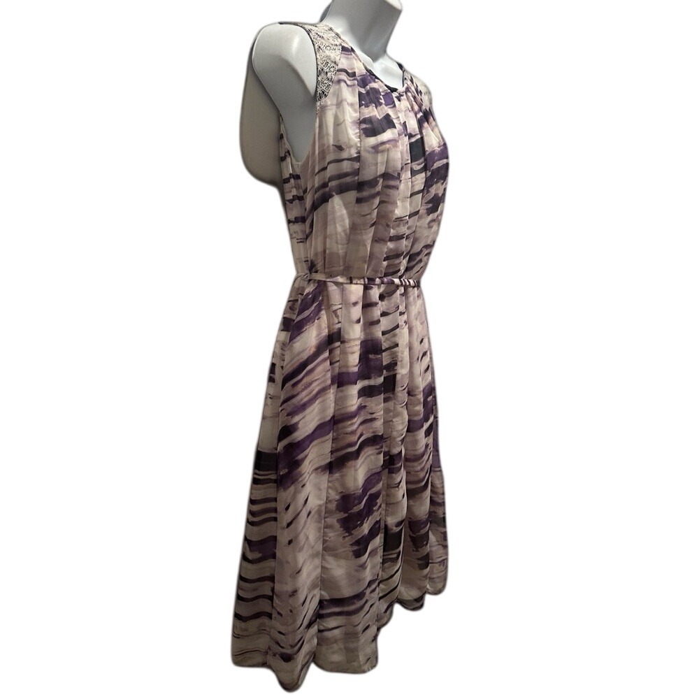 Simply Vera Vera Wang purple &‎ white sleeveless sundress w/pockets